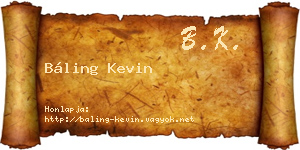 Báling Kevin névjegykártya